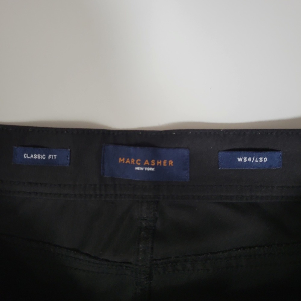 Marc Asher New York Classic Fit Black Chino Pants W34/L30 Workwear Businesscore - Picture 7 of 9